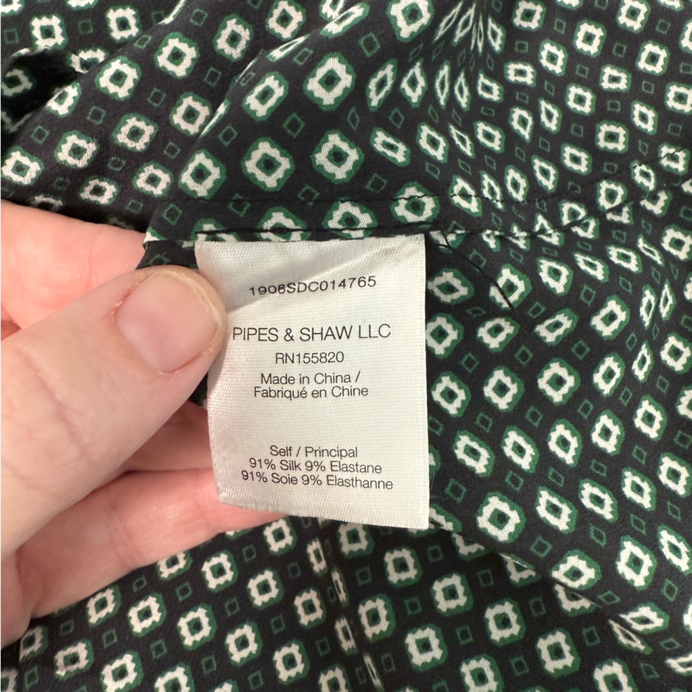 Veronica Beard Dark Green Geometric Blouse Sz 6 - Picture 11 of 12